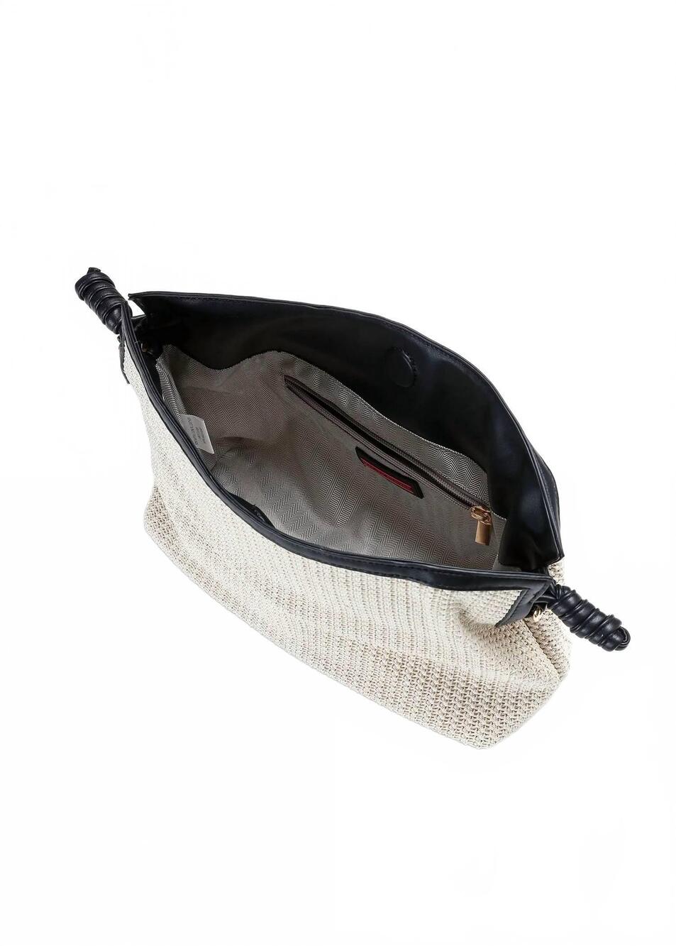 NEW HAUTE SHORE women's taylor tropez crossbody bag in beige raffia black - Picture 3 of 6